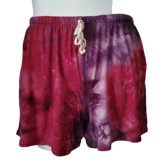 𝅺bluming Apparel Pink Purple Tie Dye Mid Rise Jersey Knit Comfort Shorts Size M - Picture 3 of 6